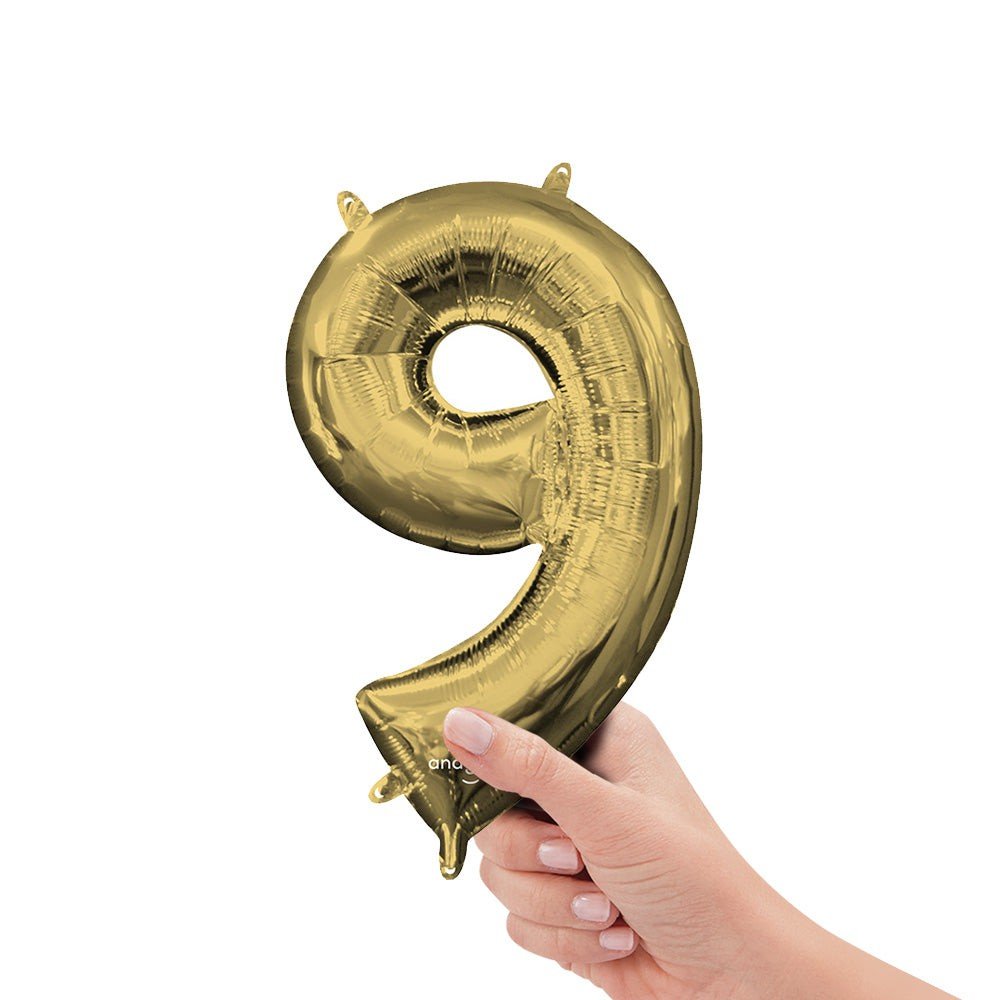 Foil Number 9 Balloon White Gold