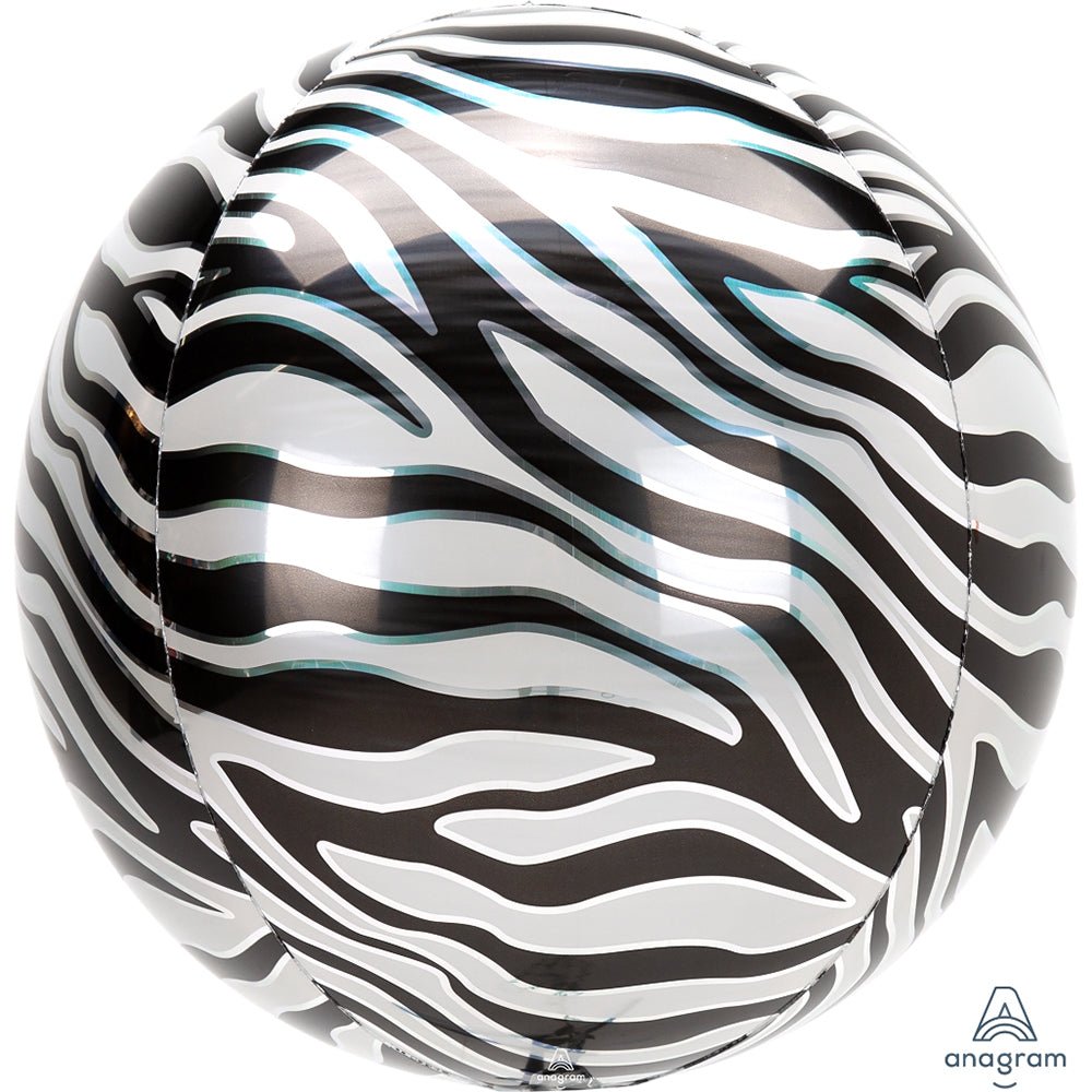 Foil Balloon Zebra Print Orbz 16 Inch