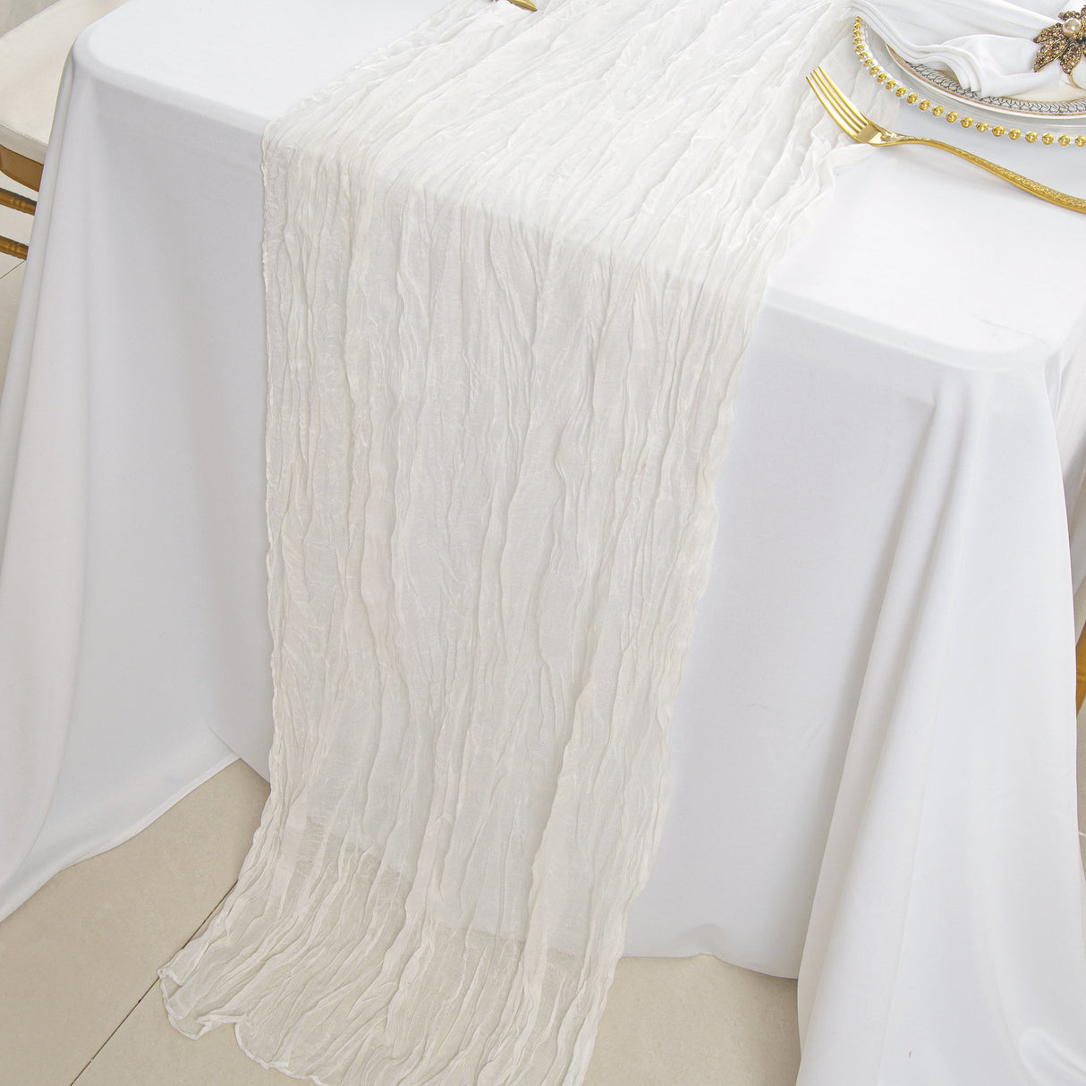 Gauze Cheesecloth Table Runner 10 ft x 38 in White