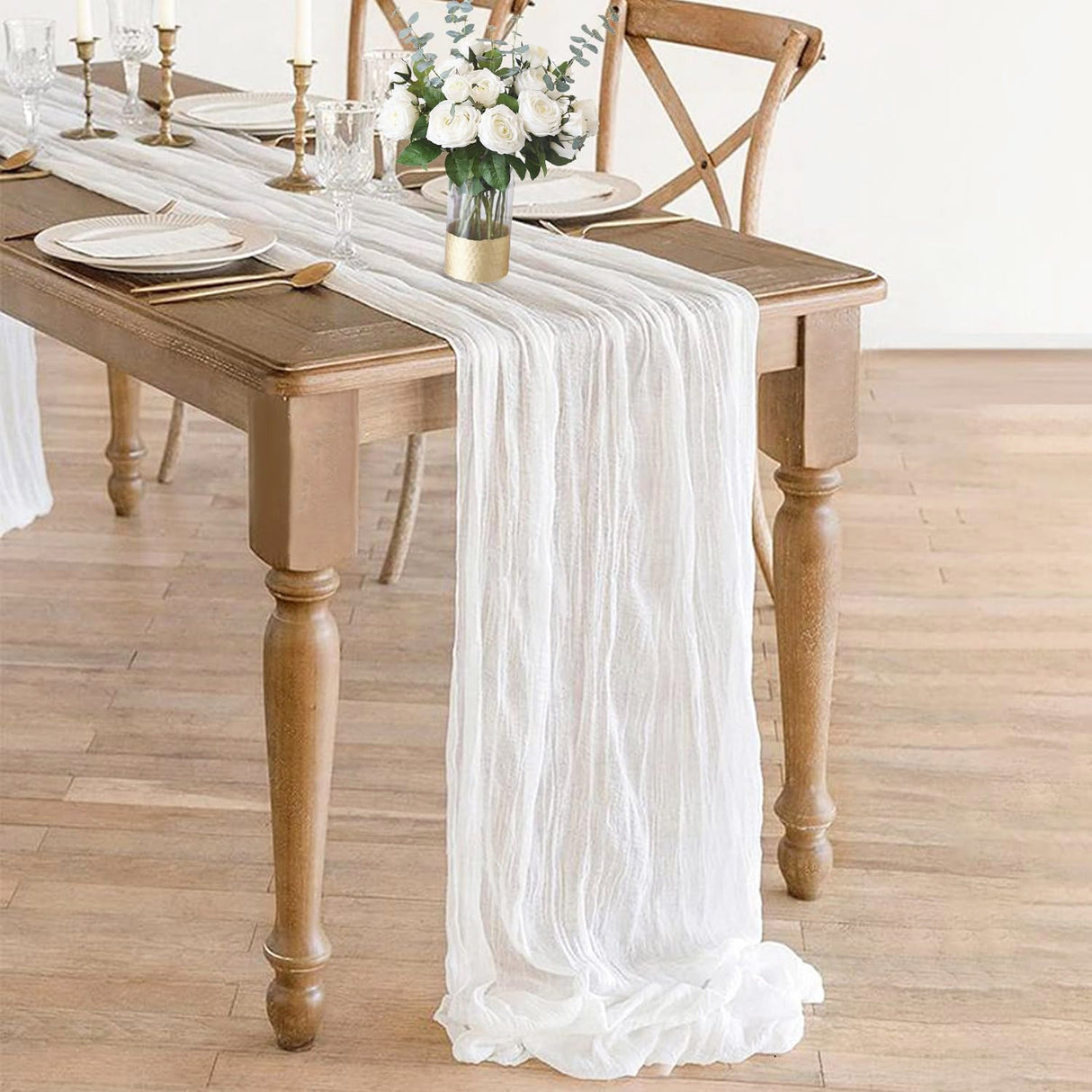 Gauze Cheesecloth Table Runner 10 ft x 38 in White