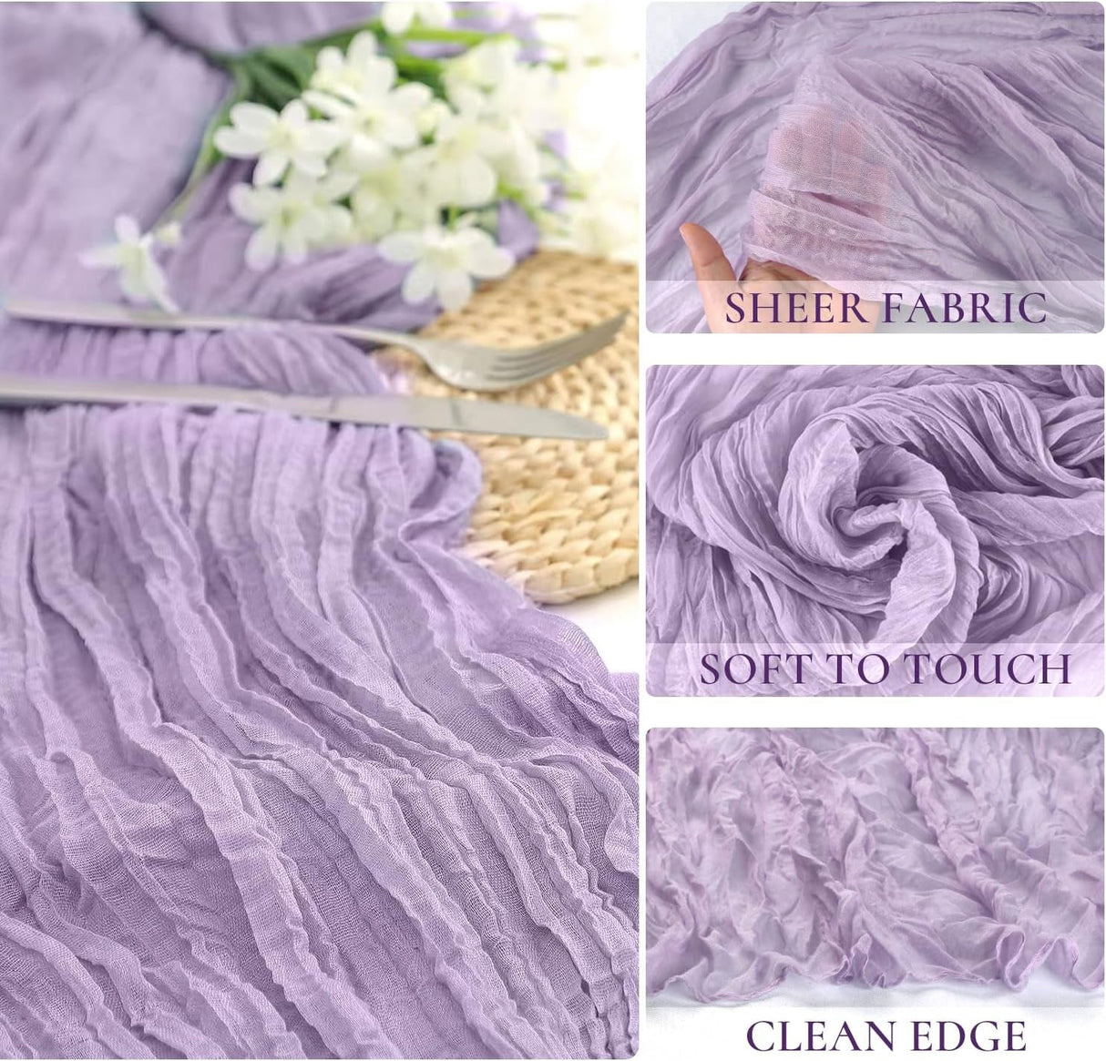 Gauze Cheesecloth Table Runner 10 ft x 38 in Lavender
