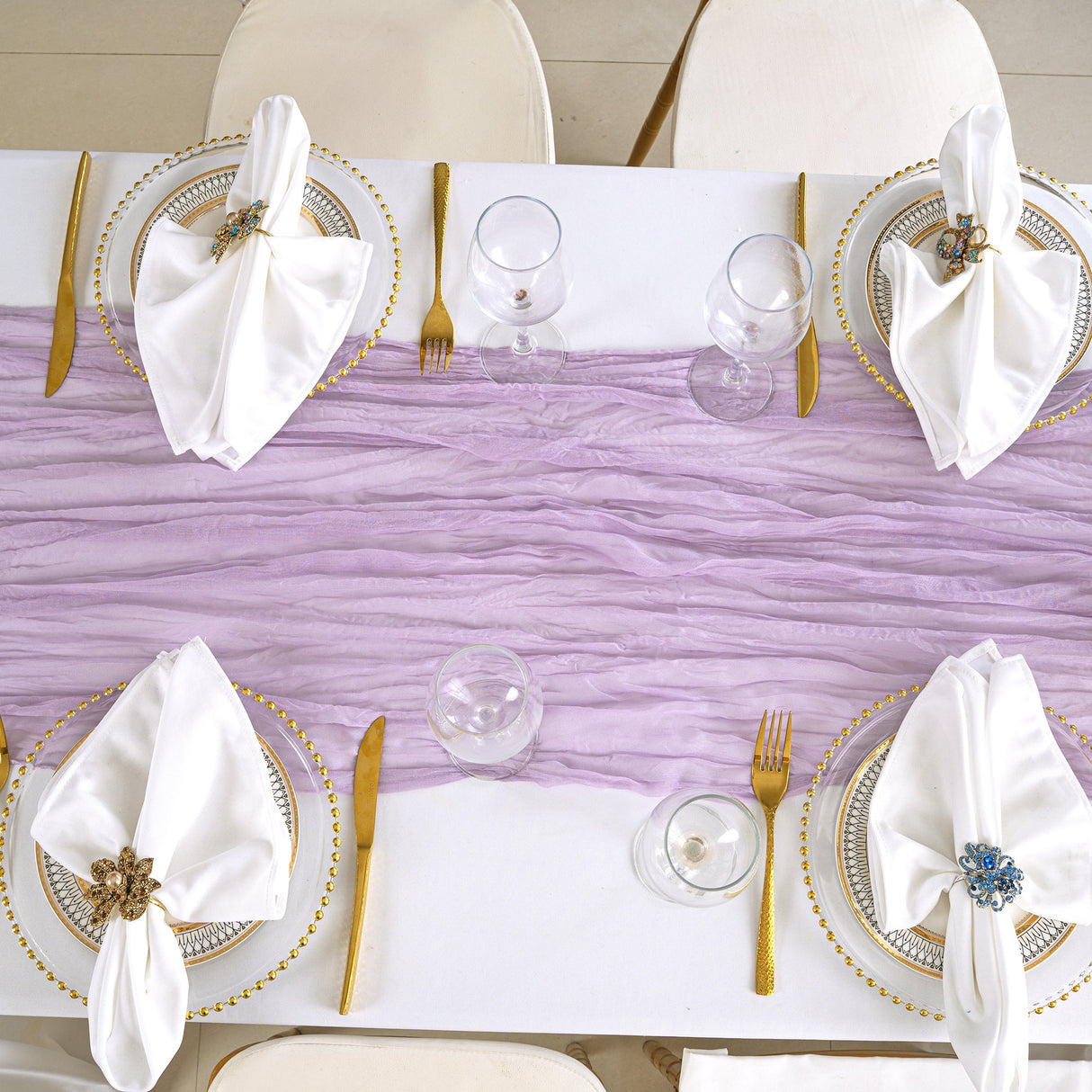 Gauze Cheesecloth Table Runner 10 ft x 38 in Lavender