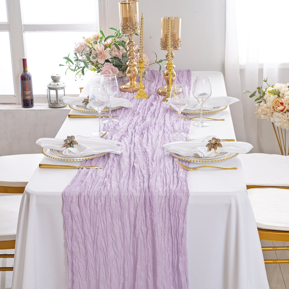 Gauze Cheesecloth Table Runner 10 ft x 38 in Lavender