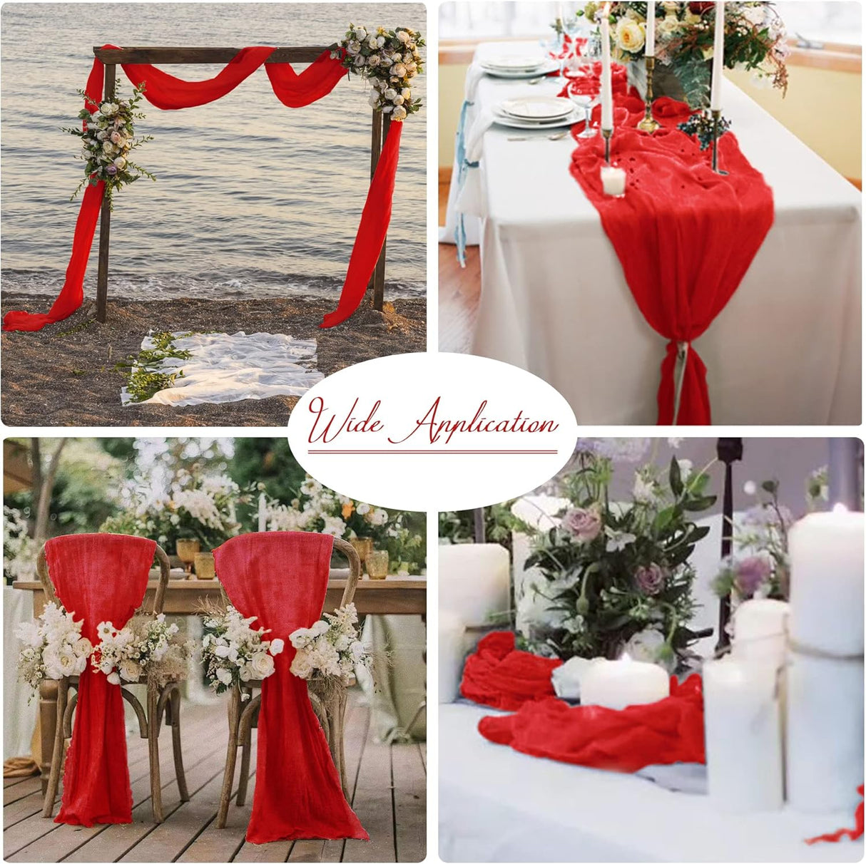Gauze Cheesecloth Table Runner 10 ft x 38 in Red