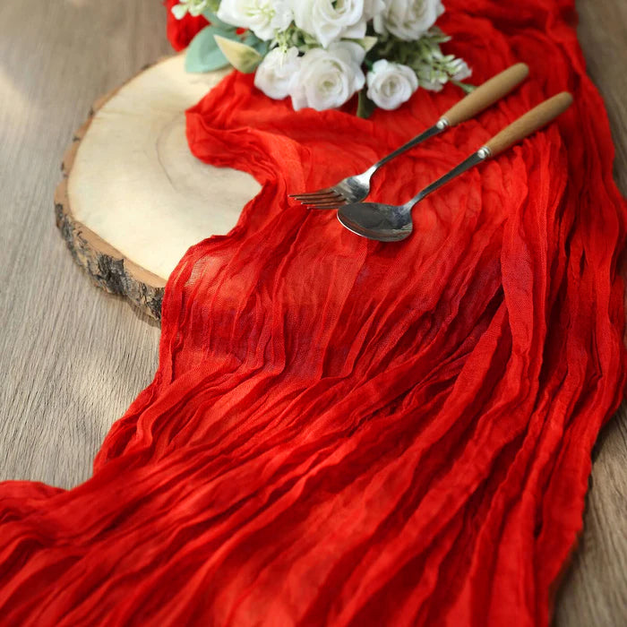 Gauze Cheesecloth Table Runner 10 ft x 38 in Red