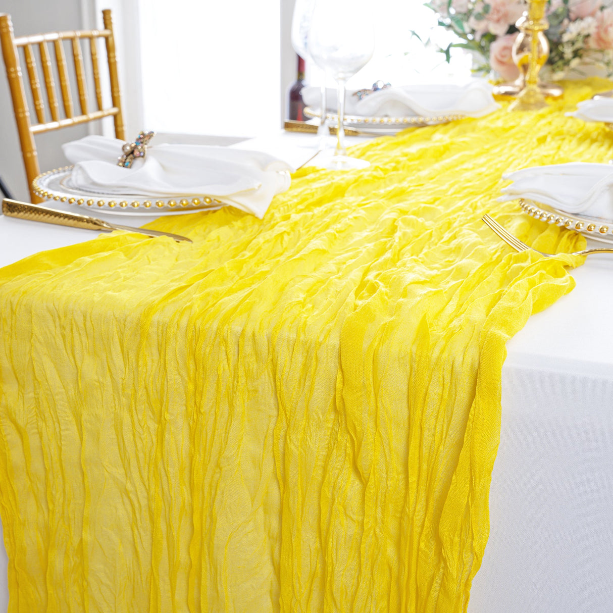 Gauze Cheesecloth Table Runner 10 ft x 38 in Canary Yellow