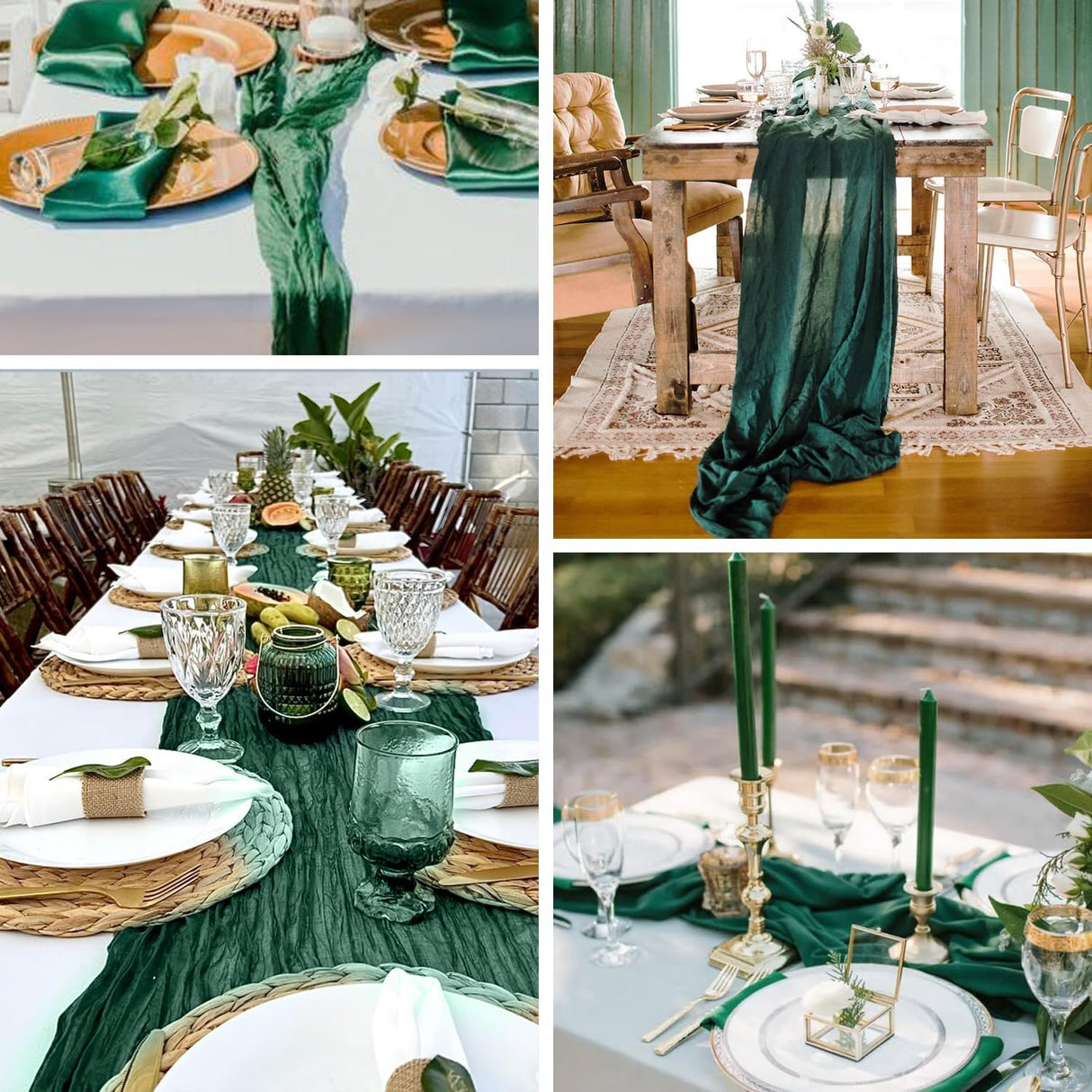 Gauze Cheesecloth Table Runner 10 ft x 38 in Hunter Green/Holly Green