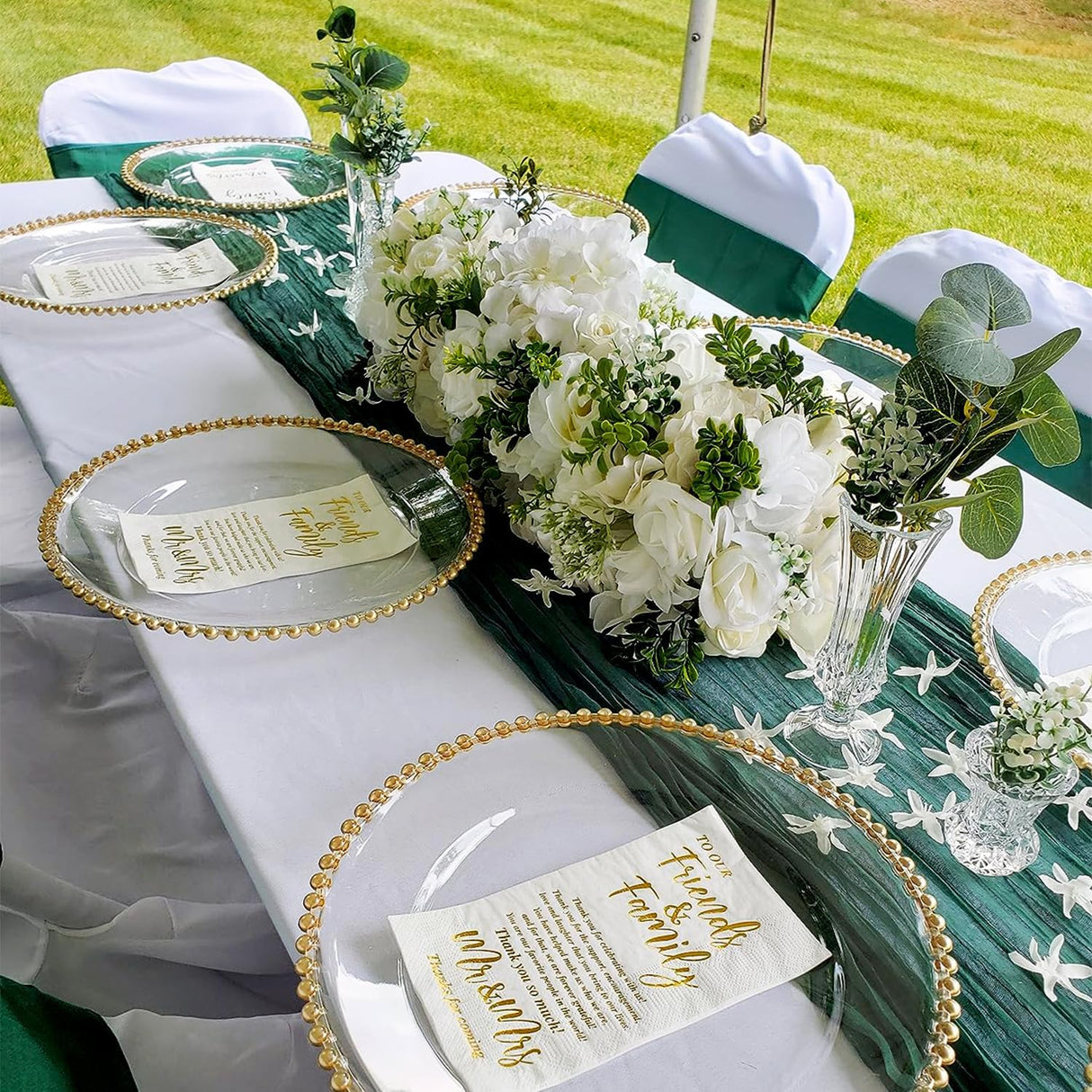 Gauze Cheesecloth Table Runner 10 ft x 38 in Hunter Green/Holly Green