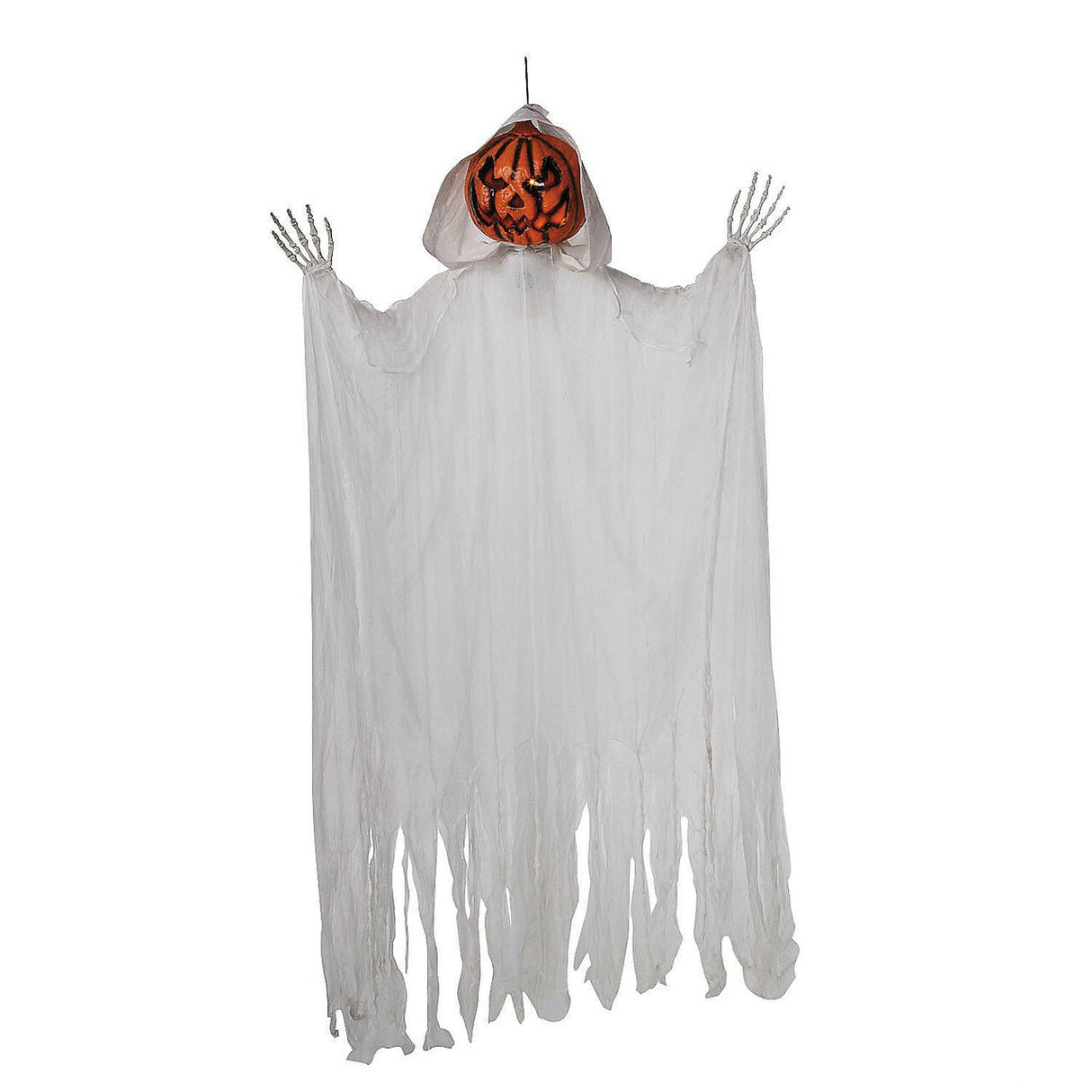 66 Inch Hanging Animated White Robe Pumpkin Man Halloween Decoration