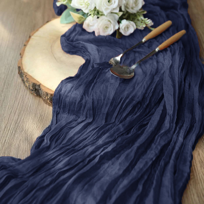 Gauze Cheesecloth Table Runner 10 ft x 38 in Navy Blue