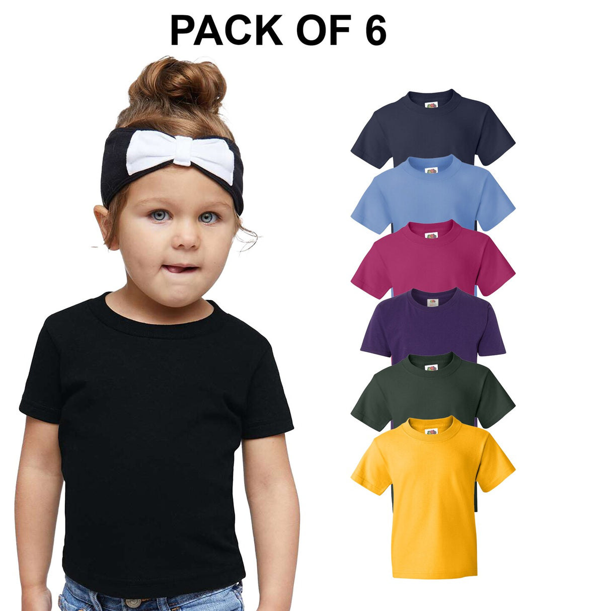 6 Pack : RADYAN® Infant Cotton Jersey Tee - 3401