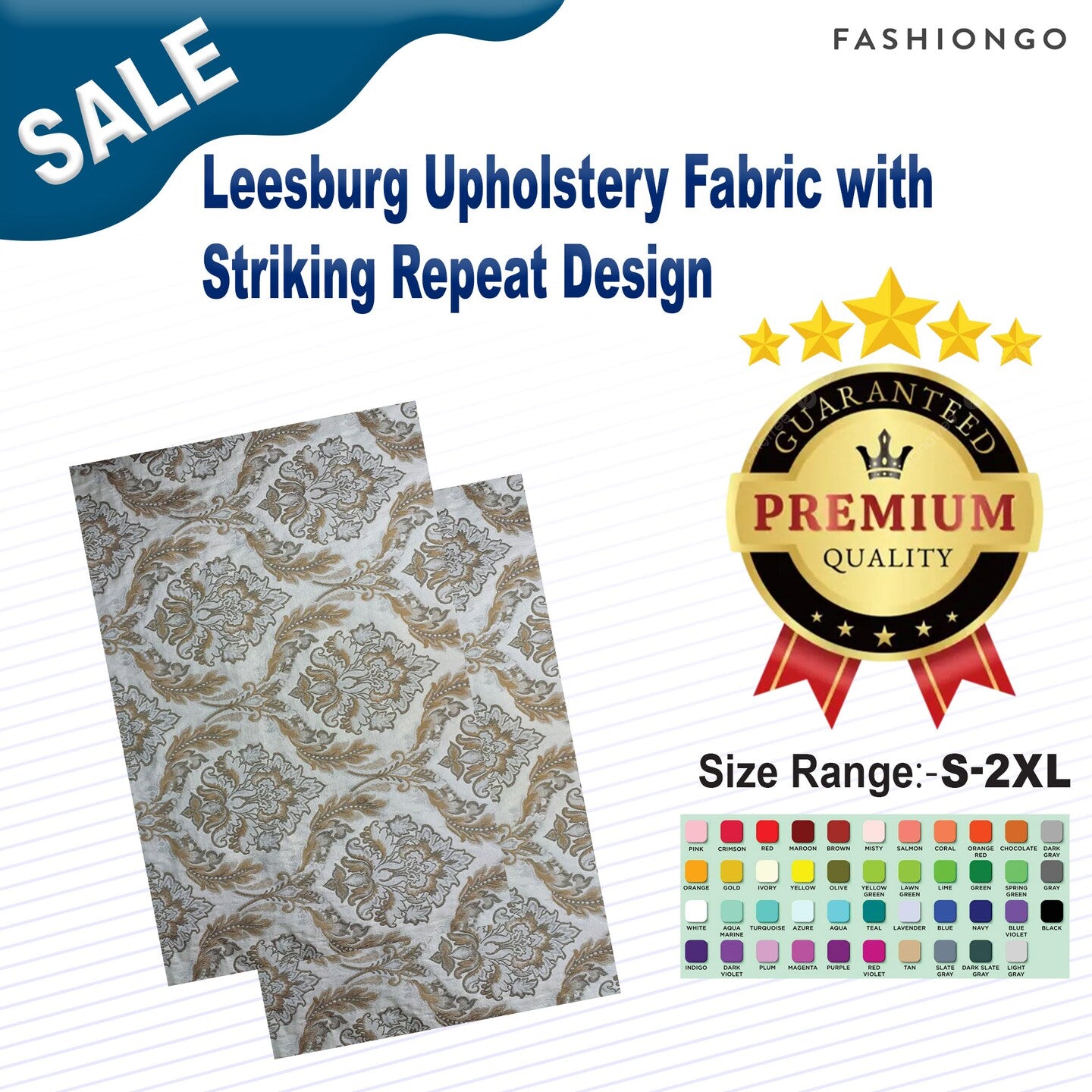 1 Yard Leesburg Upholstery Fabric with Striking Repeat Design