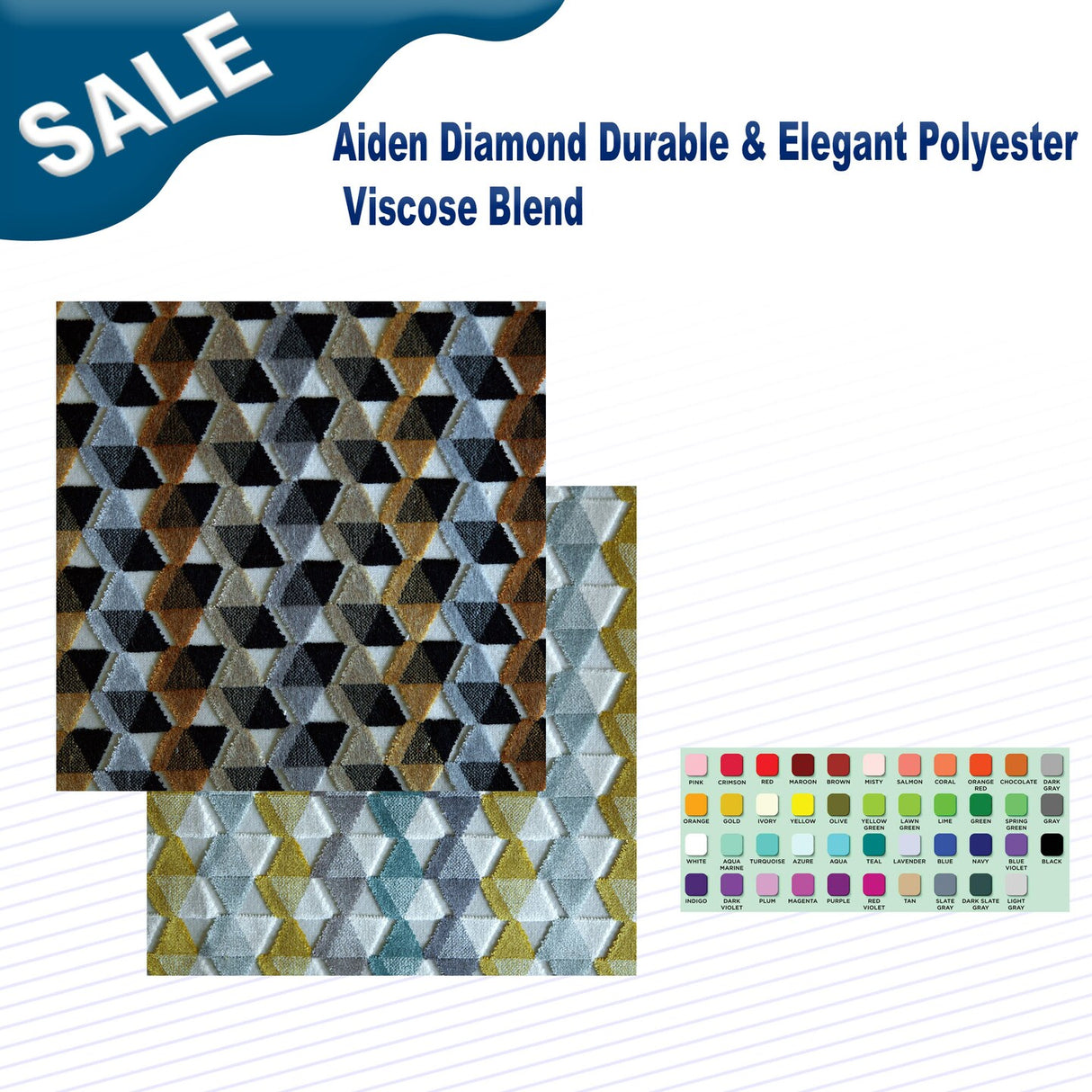 1 Yard Aiden Diamond Durable & Elegant Polyester & Viscose Blend