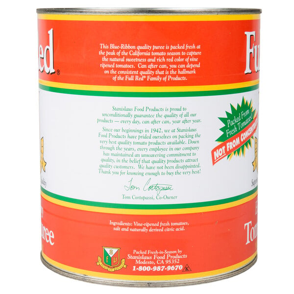 Stanislaus #10 Can Full-Red Extra Heavy Tomato Puree - 6/Case
