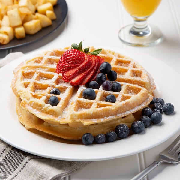 Krusteaz Chef Supreme 7" Round Belgian Waffles - 36/Case