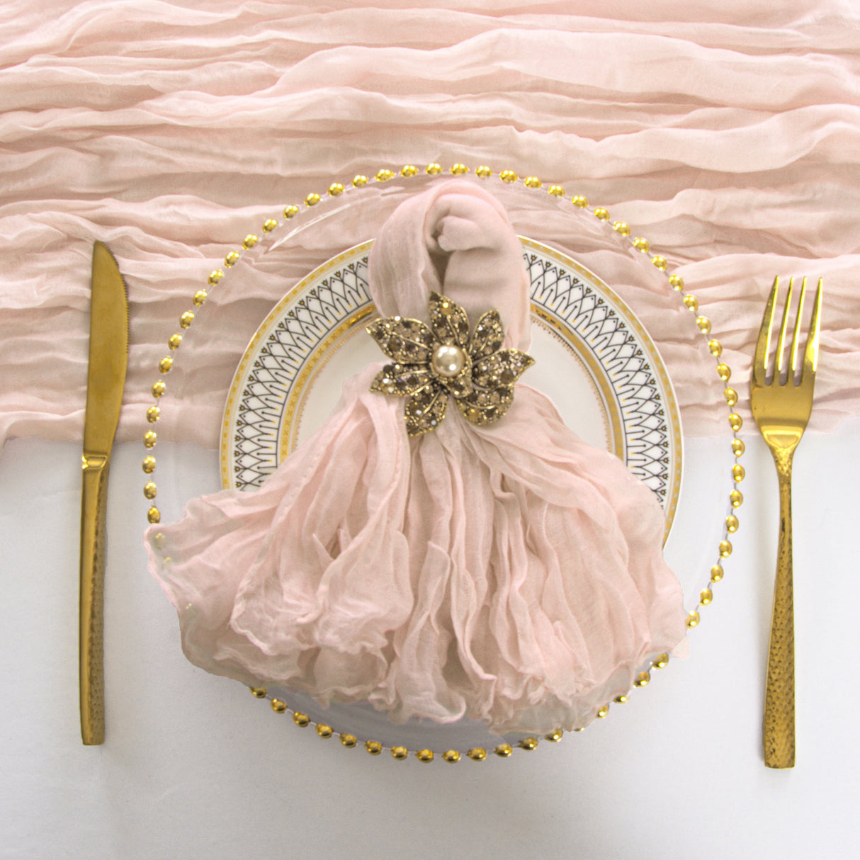Cheesecloth Dinner Napkin 20x20 Blush Pink/Rose Gold