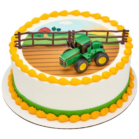 John Deere Farm Tractor with Fence Cake Kit 3 Piece