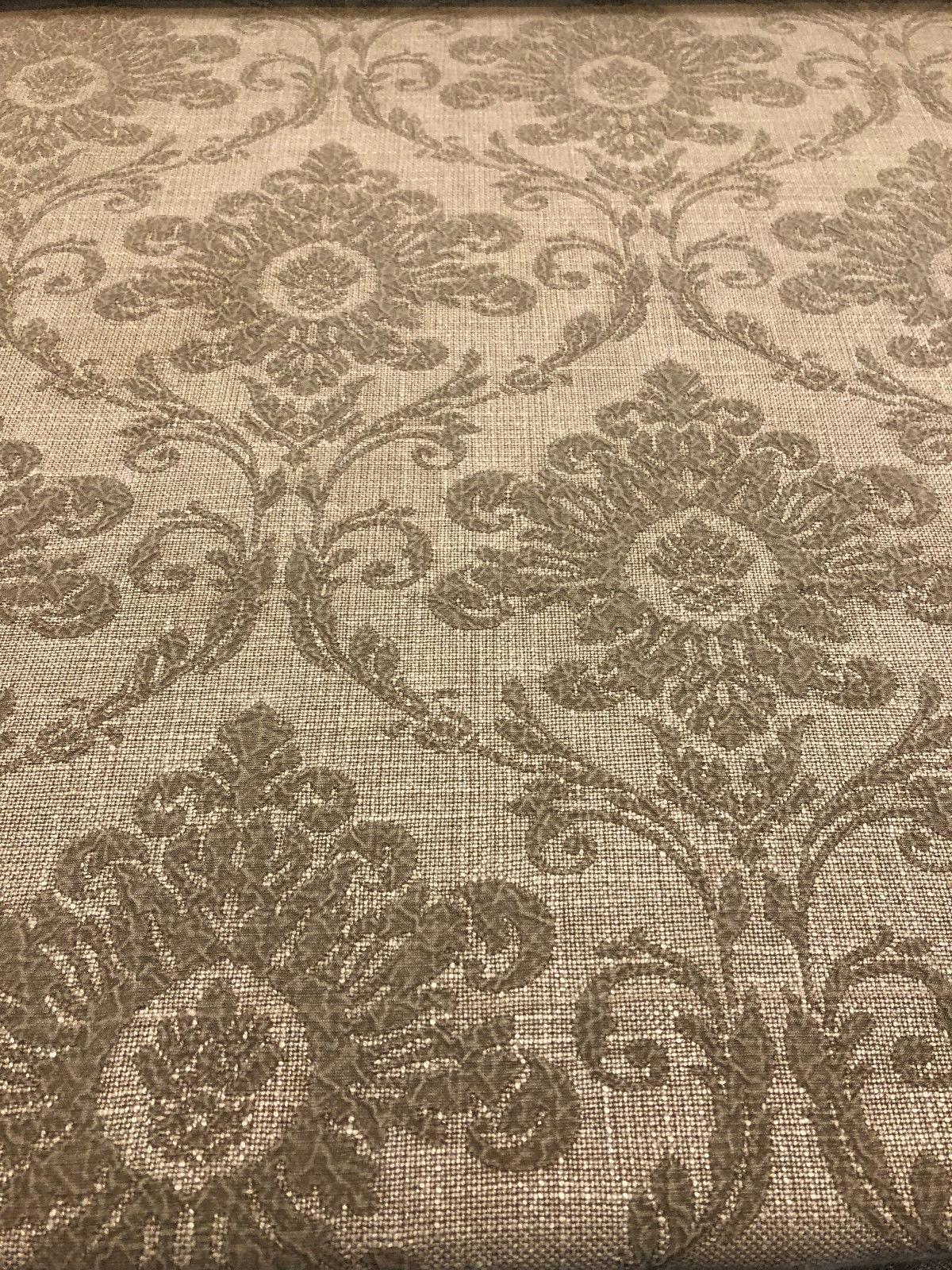 Sonia Damask Toast Chenille Upholstery Fabric - Mocha On Latte Damask Floral, 55" Width (1 Yard)