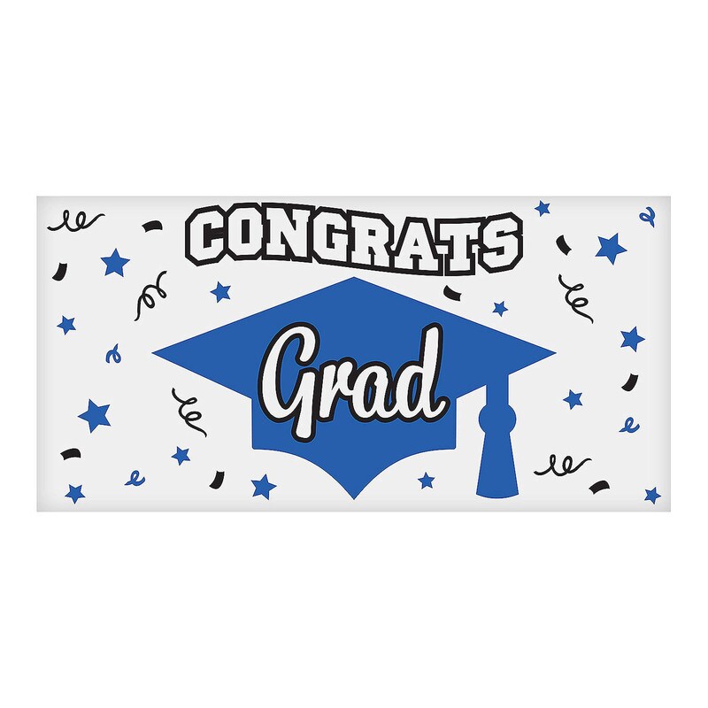 Black Congrats Grad Graduation Party Plastic Banner 6 Ft. x 3 Ft.