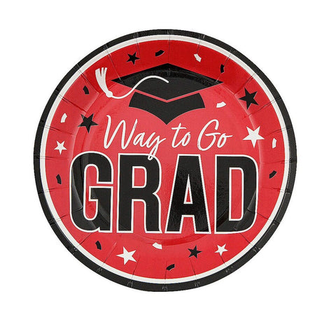 7 1/4" Green Way to Go Grad Disposable Paper Dessert Plates 25 Ct.