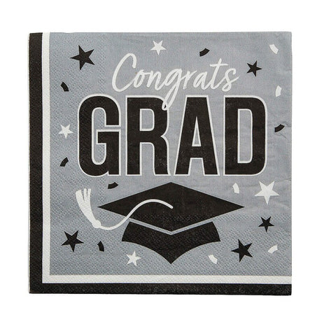 6 1/2" Bulk 50 Ct. Blue Congrats Grad Paper Luncheon Napkins