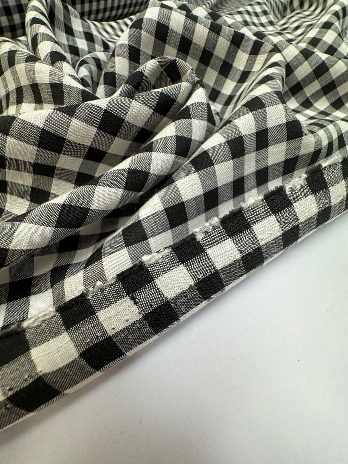 Viscose Blend Checked Fabric Black White
