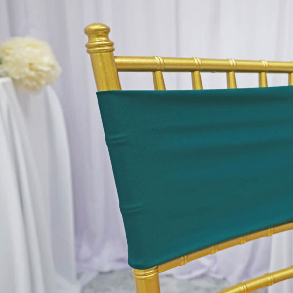 10 Pieces Stretch Fit Oasis Spandex Chair Bands for Banquet Chairs 7 x 13 Inches