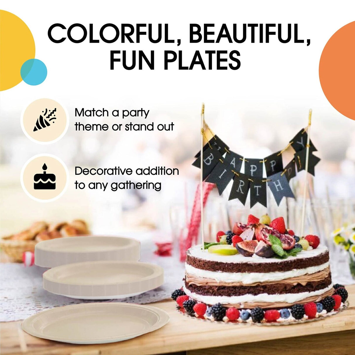 100 Count Ivory Paper Plates 9 Inch Disposable Plates for Parties Events and Catering