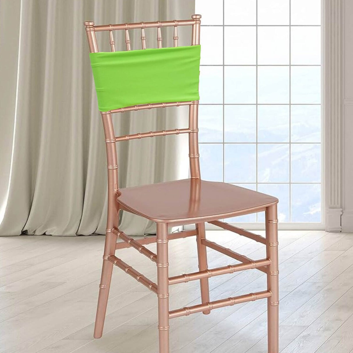 10 Pieces Apple Green Stretch Spandex Chair Bands for Banquet Chairs 7 x 13 Inches