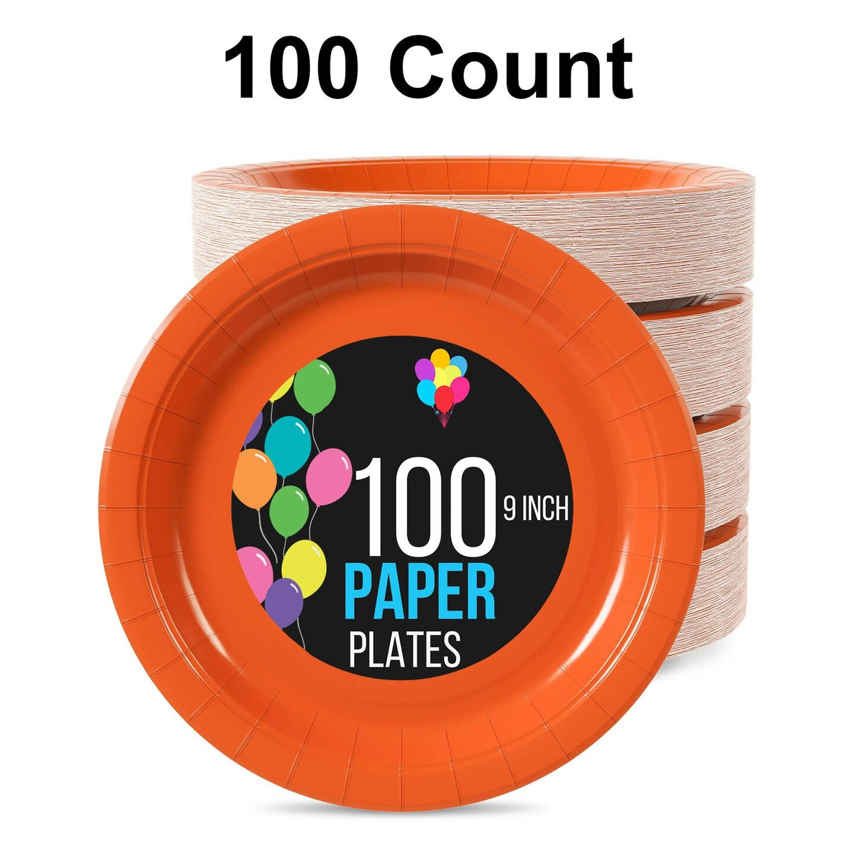 100 Count Orange Paper Plates 9 Inch Heavy Duty Disposable Plates for Parties and Events