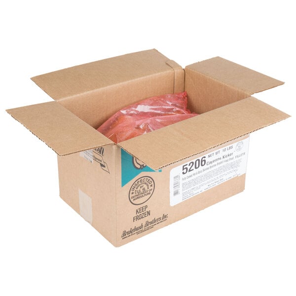 Brakebush Cayenne Kicker 5 lb. Bag 4 oz. Fully Cooked Hot and Spicy Breaded Chicken Breast Fillet - 2/Case