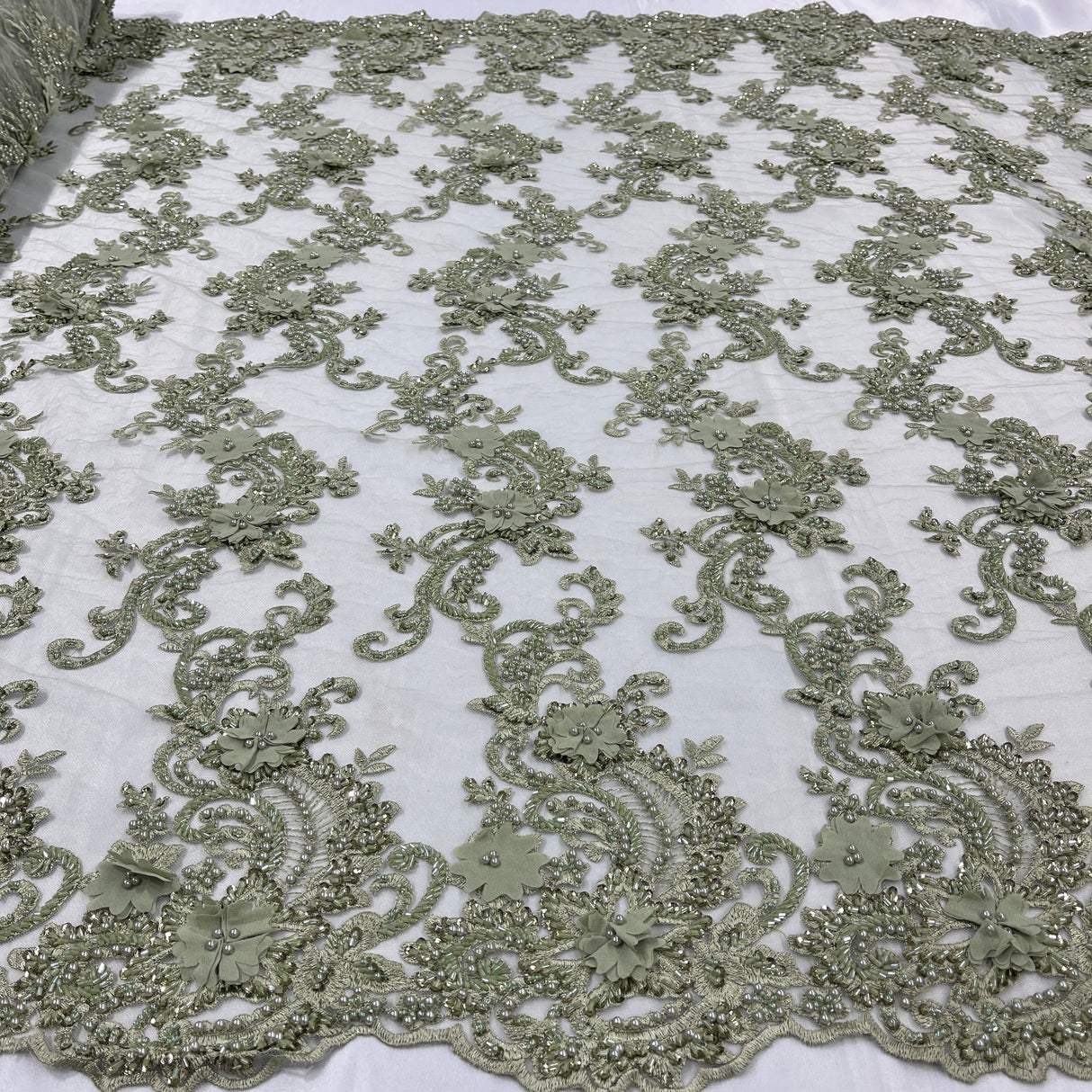 3D Floral Lace Embroidered Mesh