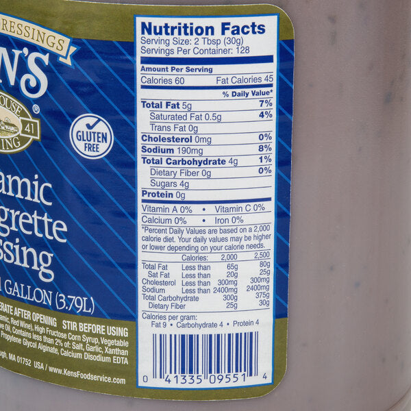 Ken's Foods 1 Gallon Balsamic Vinaigrette Dressing - 4/Case