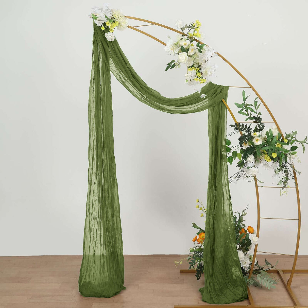 Cheesecloth Drape 20 ft x 38" Premium Gauze Wedding Arch Ceiling Drapery Moss Green/Olive Green