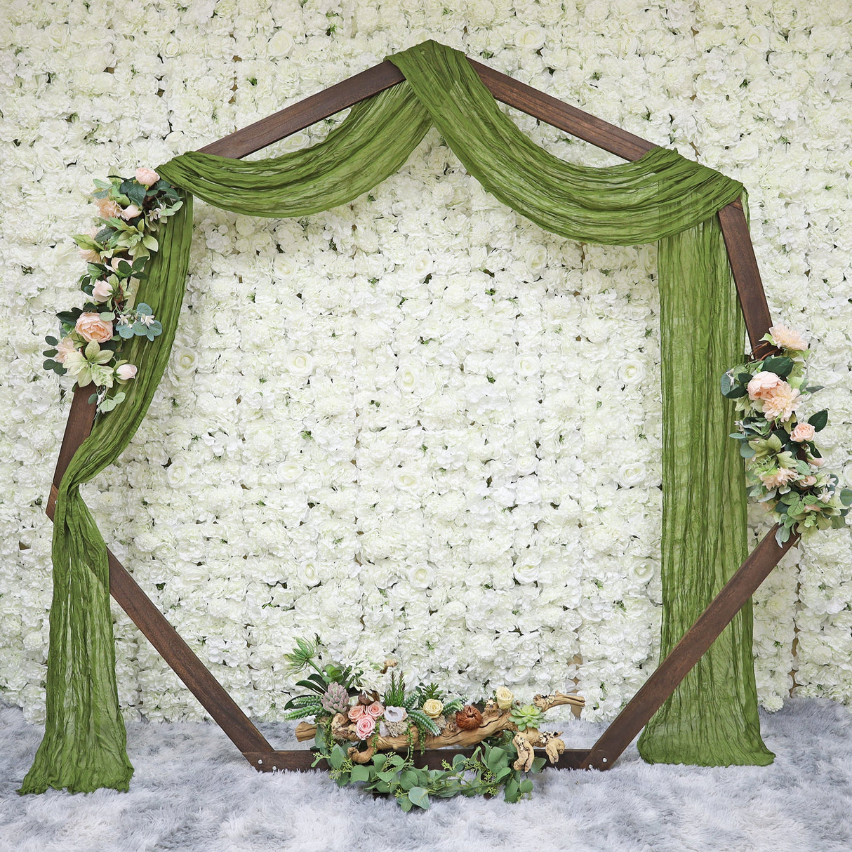 Cheesecloth Drape 20 ft x 38" Premium Gauze Wedding Arch Ceiling Drapery Moss Green/Olive Green