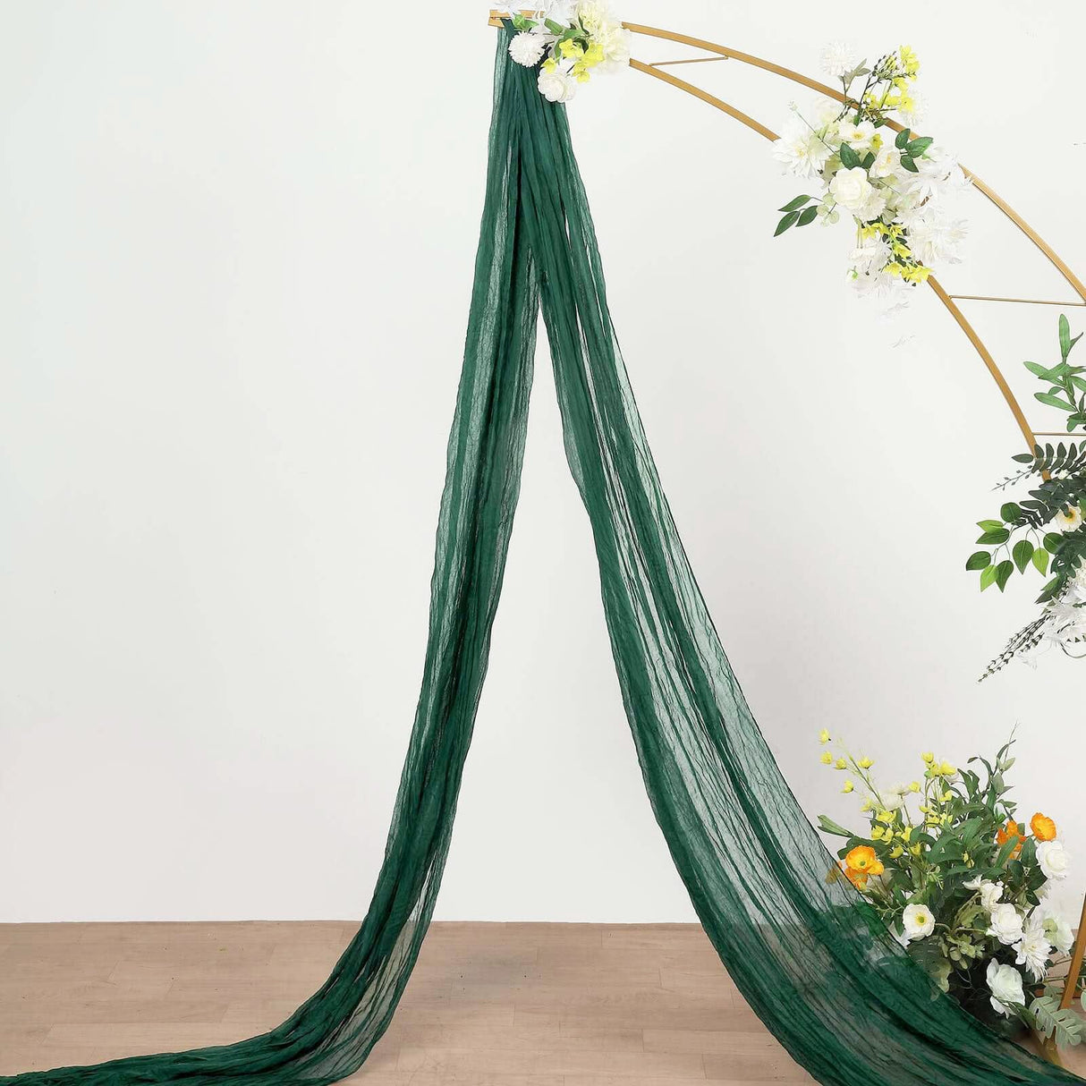 Cheesecloth Arch Drape Curtain Panel 20 ft x 38 in Hunter Green/Holly Green