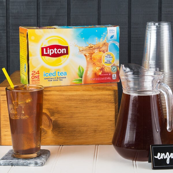 Lipton 24-Count Box 1 Gallon Unsweetened Iced Tea Filter Bags - 4/Case