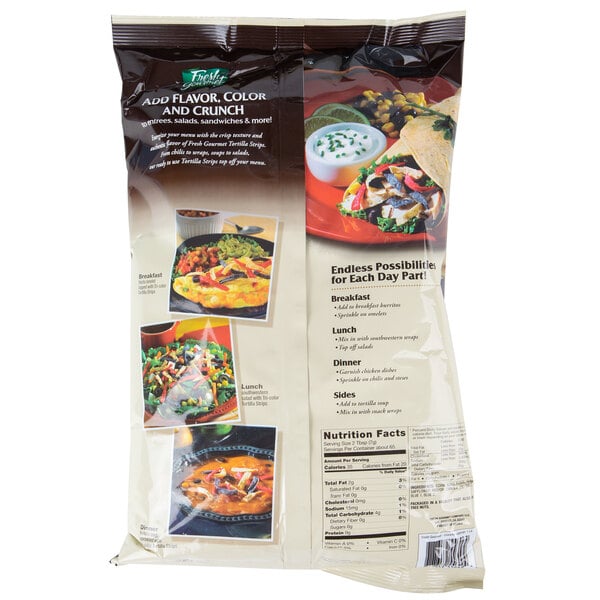 Fresh Gourmet Tri-Color Tortilla Strips 1 lb. Bag - 10/Case