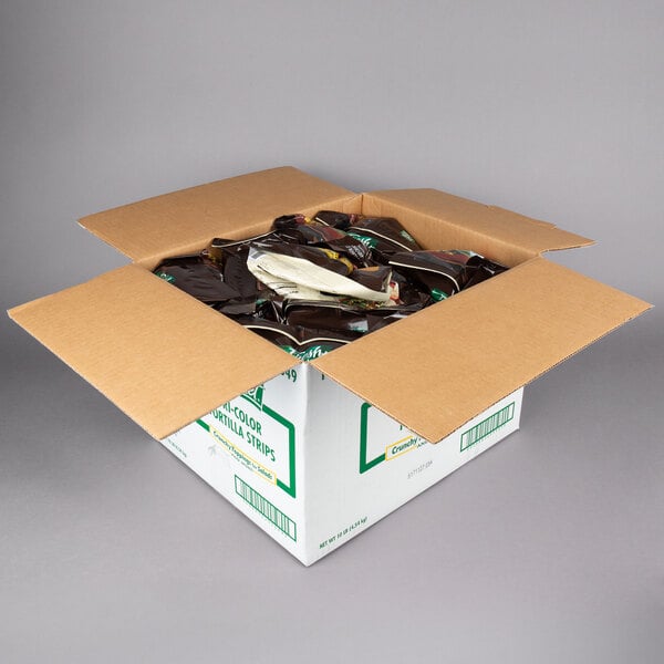 Fresh Gourmet Tri-Color Tortilla Strips 1 lb. Bag - 10/Case