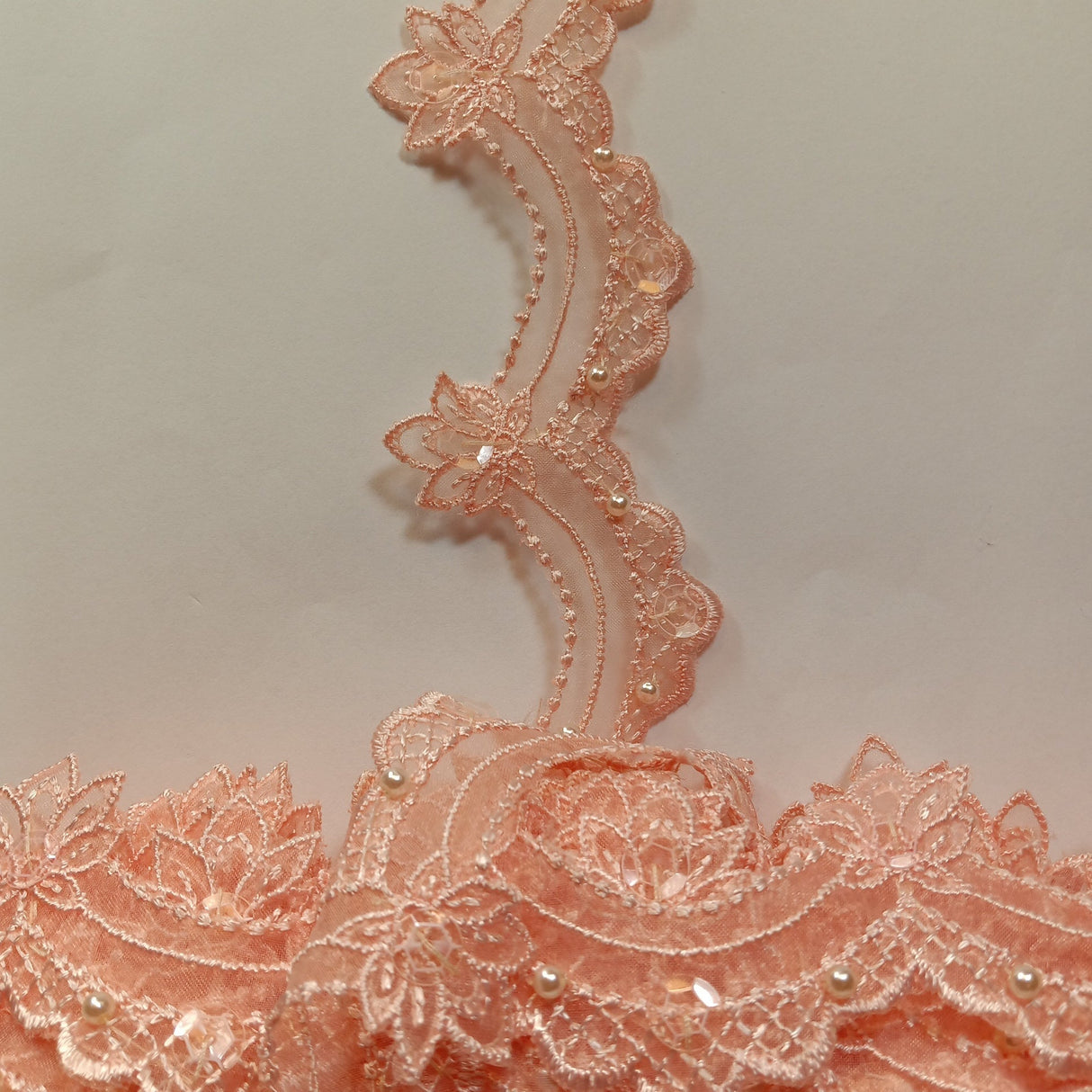Beaded Lace Trimming on Polyester Organza
