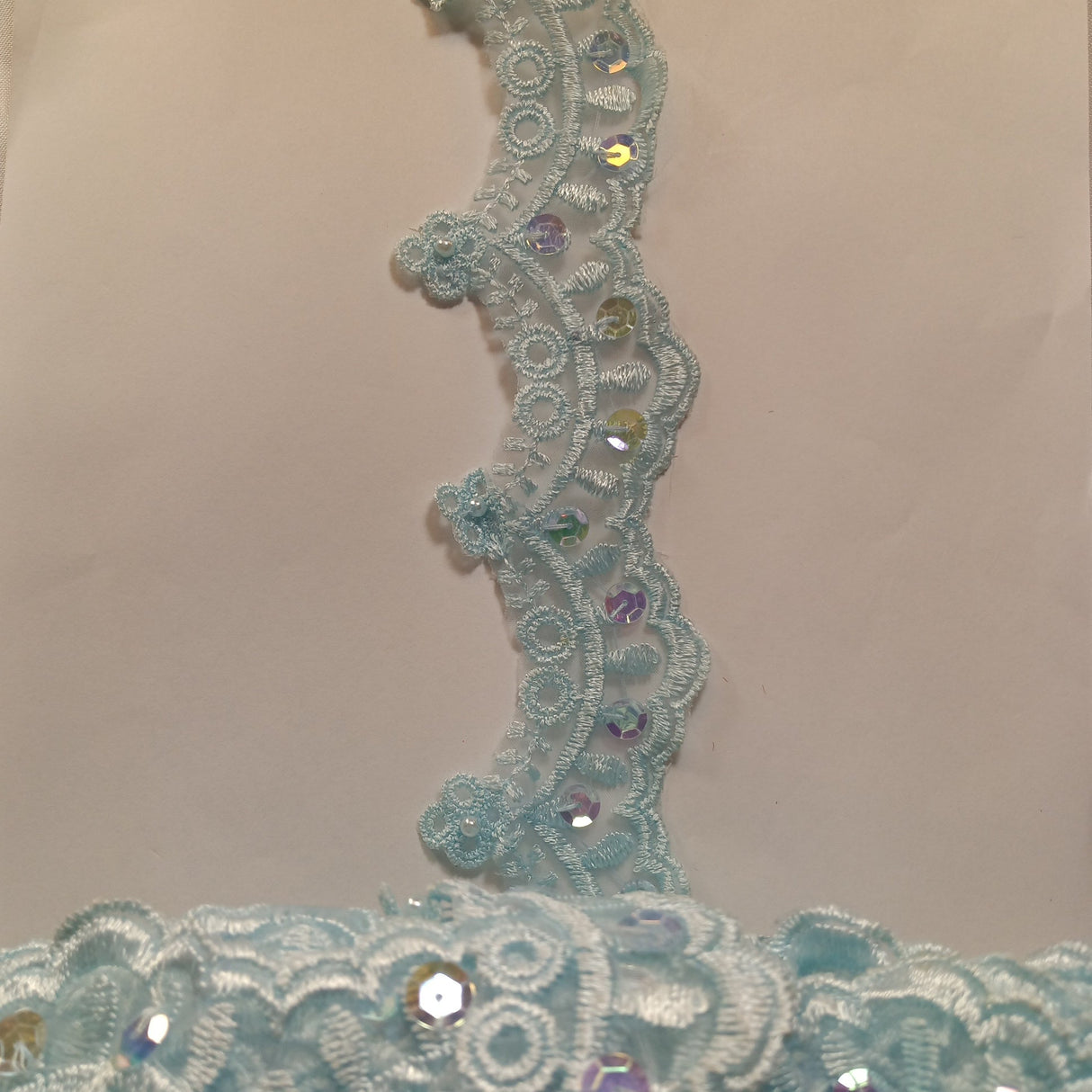 Beaded Lace Trimming on Polyester Organza