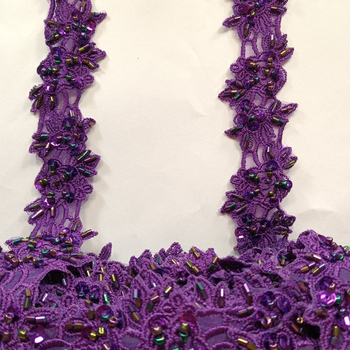 Beaded Lace Trimming on Polyester Organza