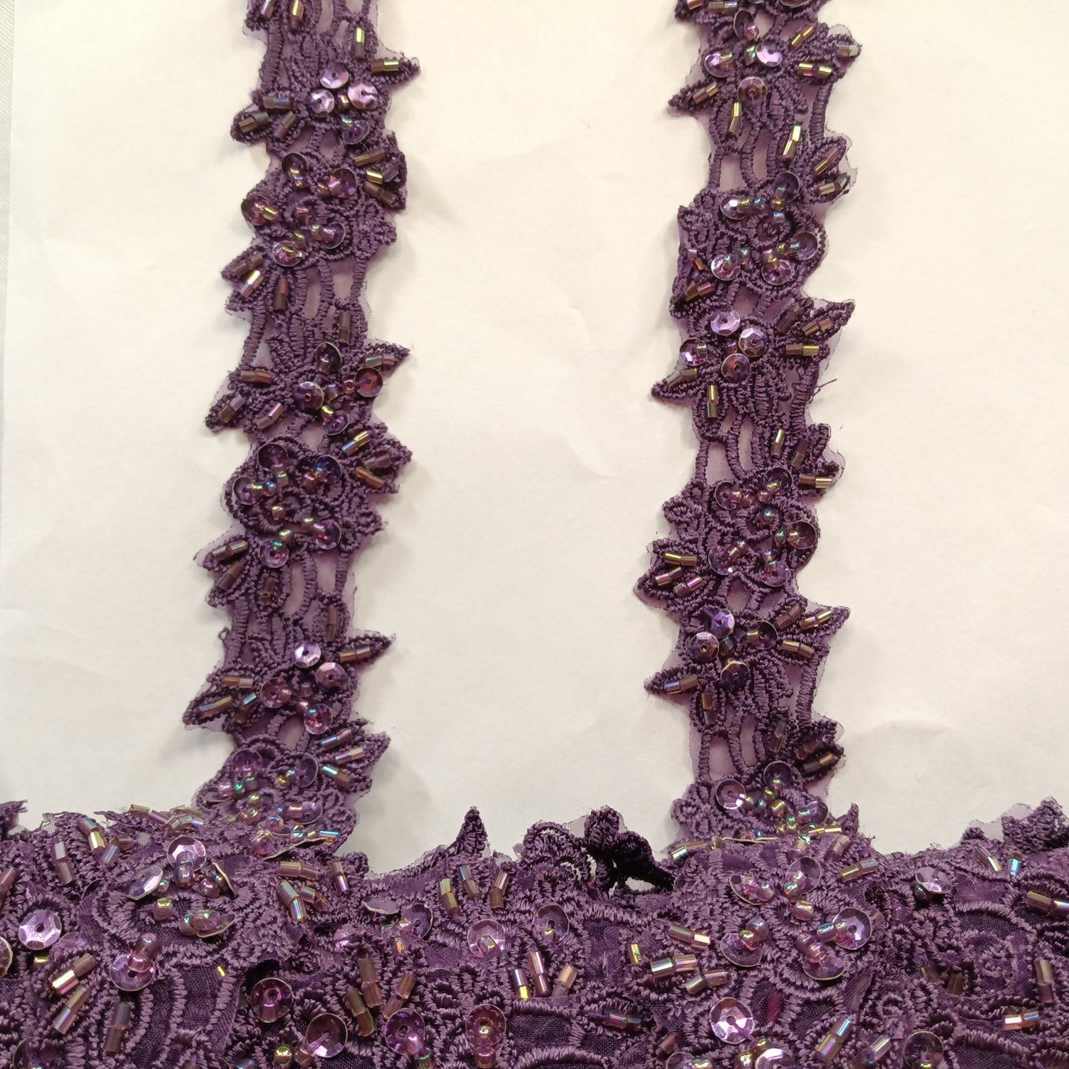 1 Yard Exquisite Beaded Lace Trimming Embroidered Polyester Organza for Bridal Dresses 1.5 Inch Width