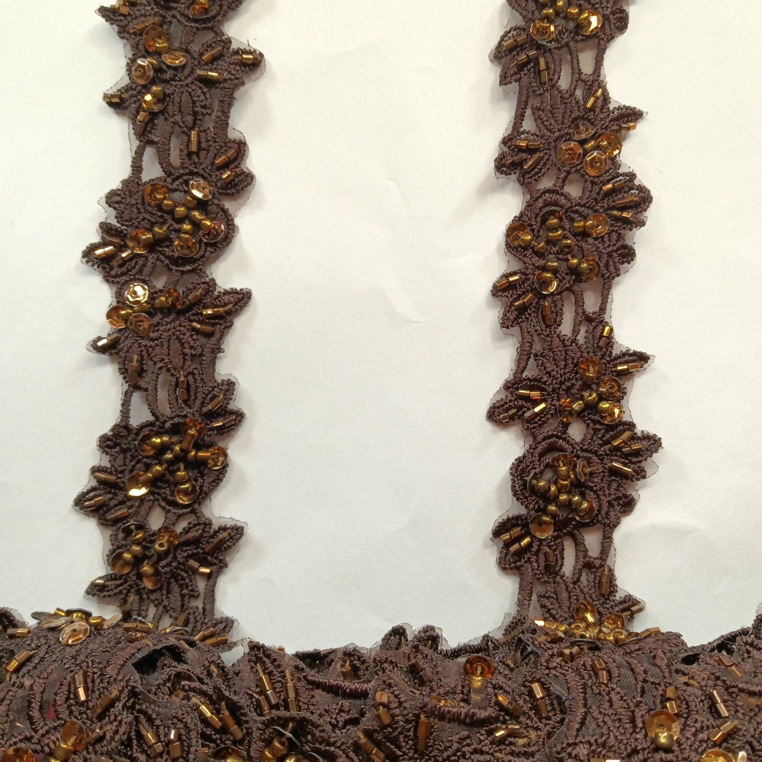 1 Yard Exquisite Beaded Lace Trimming Embroidered Polyester Organza for Bridal Dresses 1.5 Inch Width