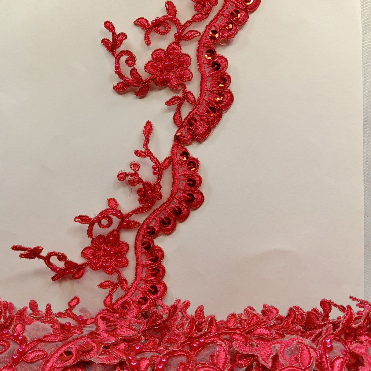 Beaded Corded Lace Trim Metallic