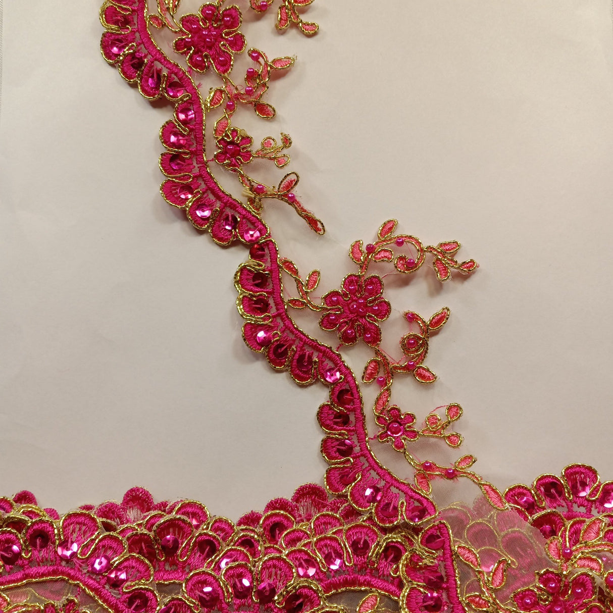 Beaded Corded Lace Trim 3.25"
