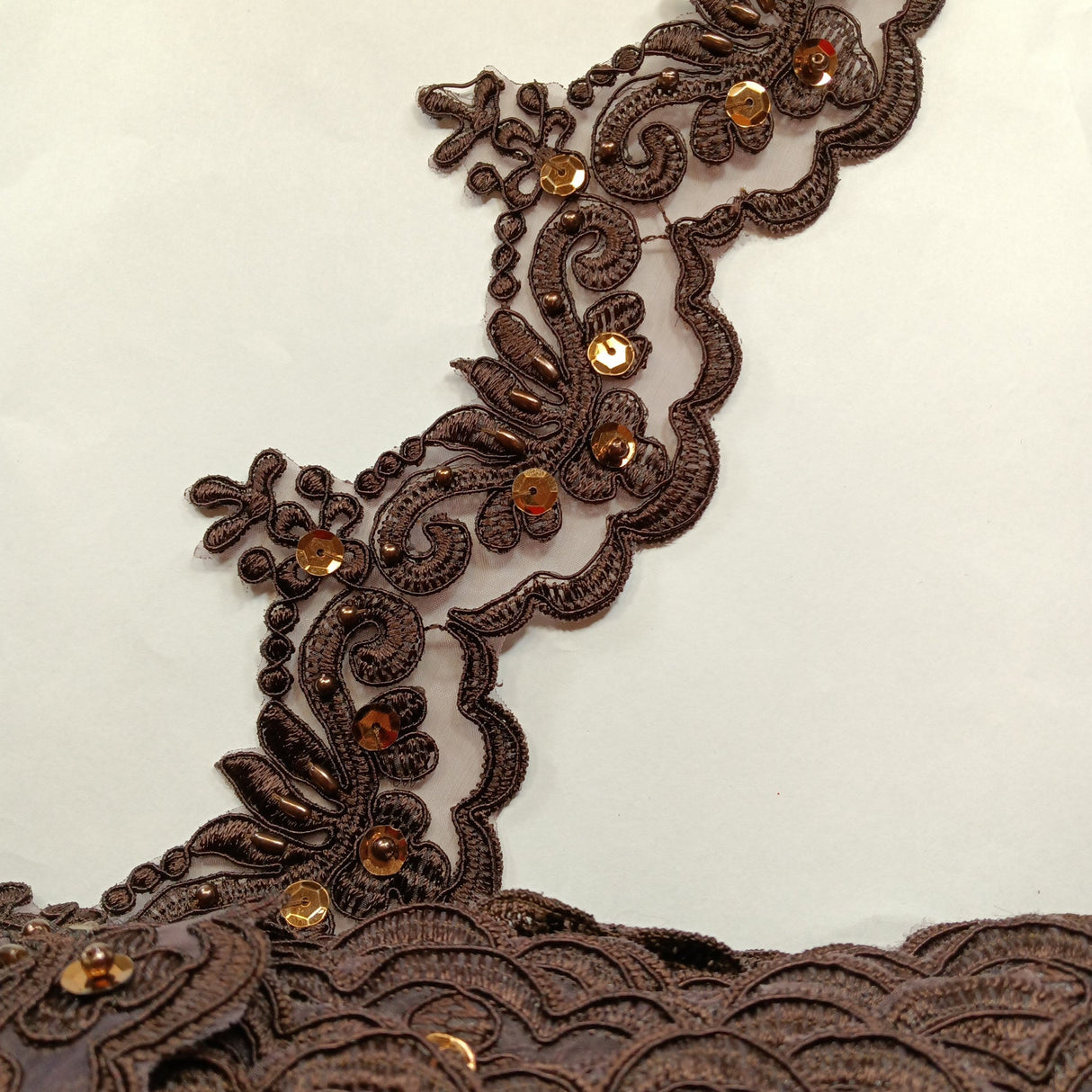 Beaded Corded Lace Trim Organza
