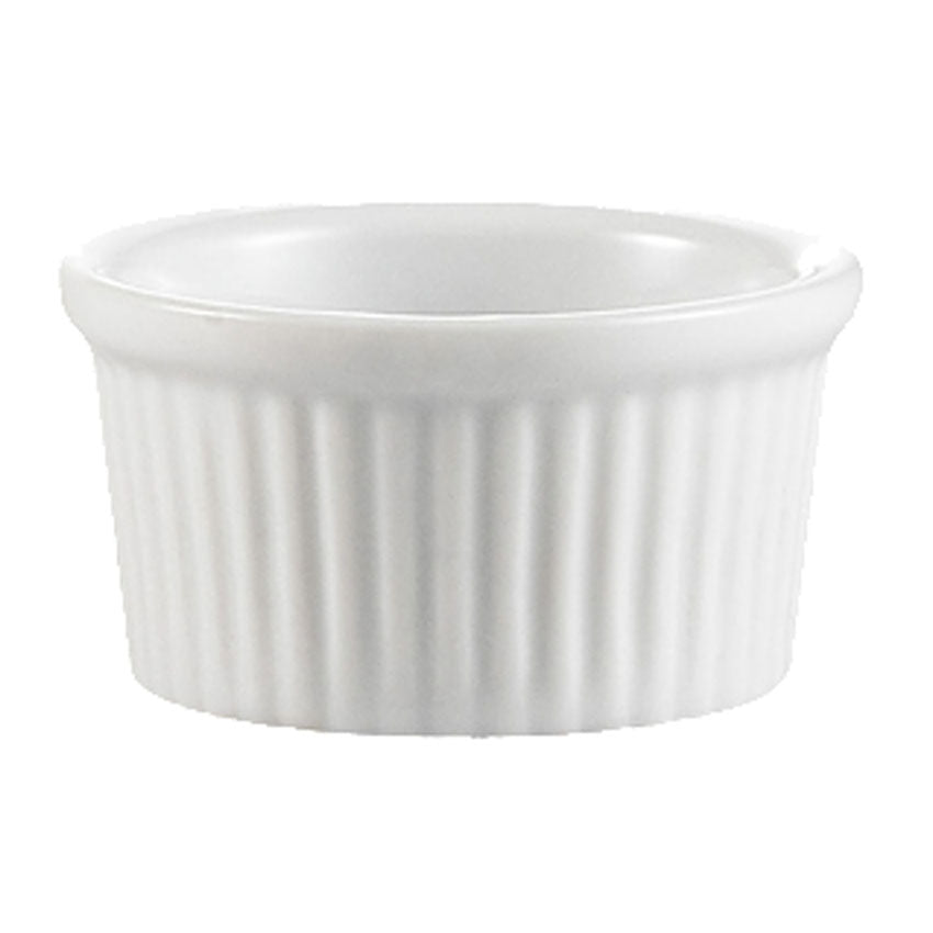 CAC RKF Festiware Super White China Fluted Ramekin, 3 oz.