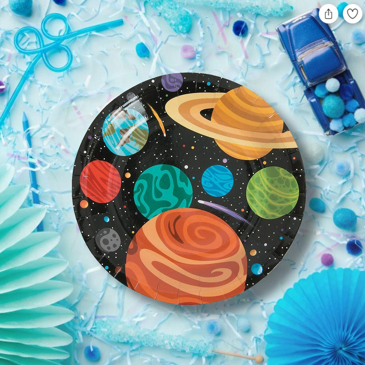 8 Ct. Space Party Milky Way Planets Dessert Plates 7-Inch Astronaut Birthday Tableware
