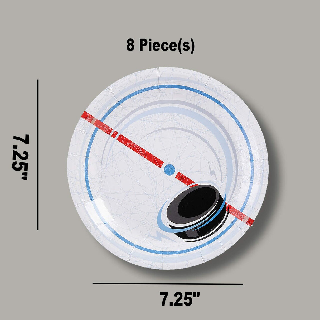 8 Ct. Hockey Paper Dessert Plates 7.25-Inch Goal Design for Sports Party or Team Events